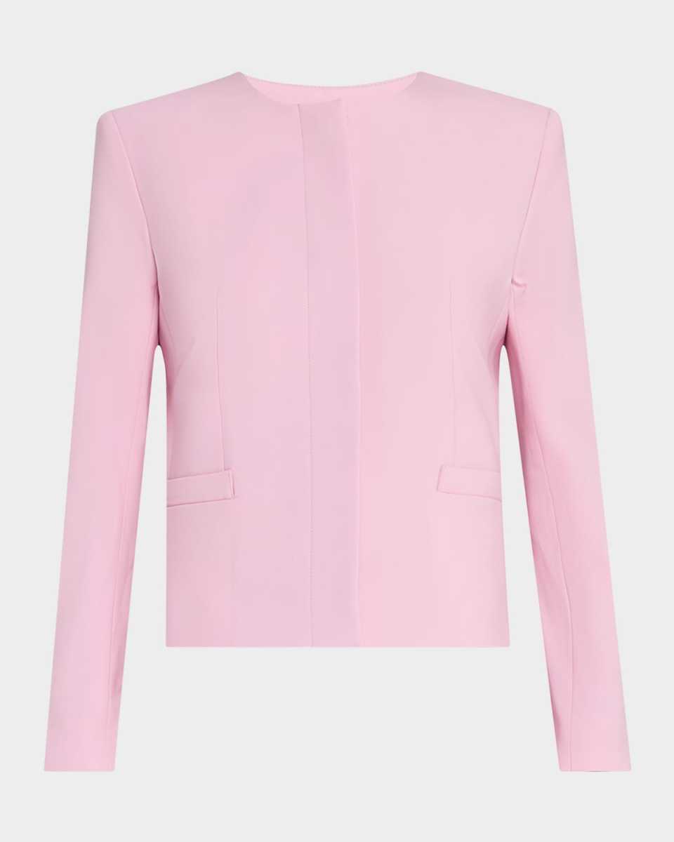 Single-Breasted Shrunken Collarless Jacket